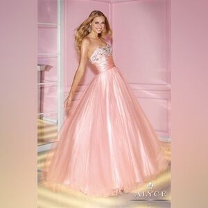 Alyce Paris Pink Strapless Gown